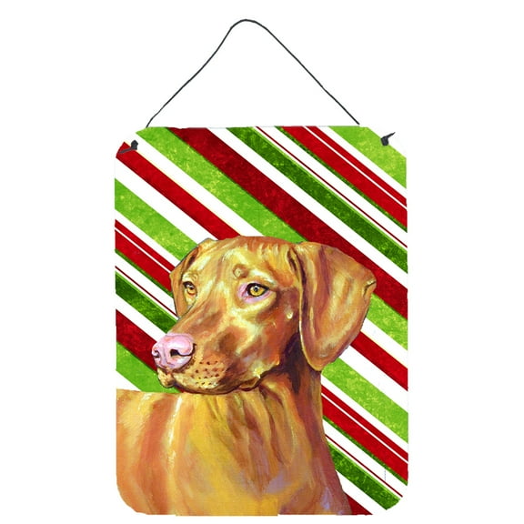 Carolines Treasures LH9235DS1216 Vizsla Candy Cane Holiday Christmas Wall or Door Hanging Prints 12WX16H multicolor
