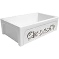thumbnail image 6 of St. Ives Ornamental 33" Reversible Fireclay Kitchen Sink with  Intricate Embossed Vine Design Front Apron on one side and an Elegant Beveled Front Apron on the Opposite Side, 6 of 7