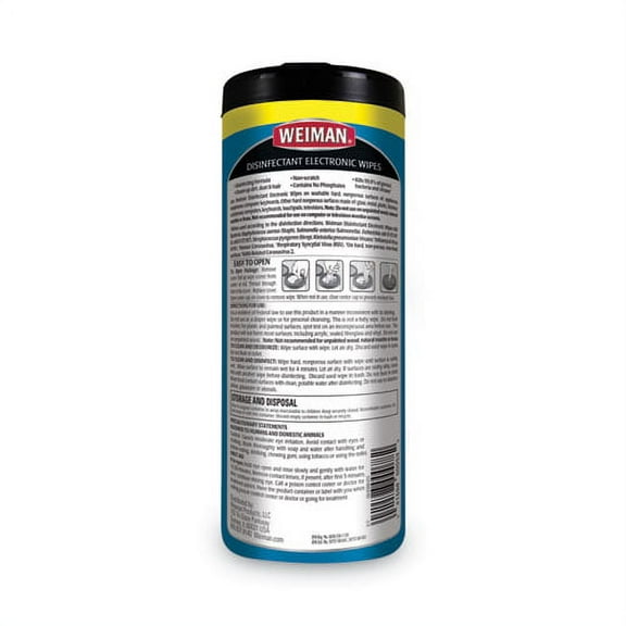WEIMAN E-tronic Wipes, 7 x 8, White, 30/Canister | Order of 1 Each
