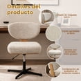thumbnail image 4 of Fohfurniture Silla de Escritorio Giratoria sin Brazos, Asiento Ancho Tapizada en Tela Acolchada, Ajustable Base de Cruz sin Ruedas, Silla de tocador Madera y Tela Ideal para Dormitorios y Estudio, 4 of 8