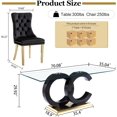 thumbnail image 4 of 7-Piece 70" Glass Dining Table Set, Tempered Glass Top with OC Shape Frame & Stainless Steel Base, 6 Velvet Chairs with Stainless Steel Legs, 4 of 7