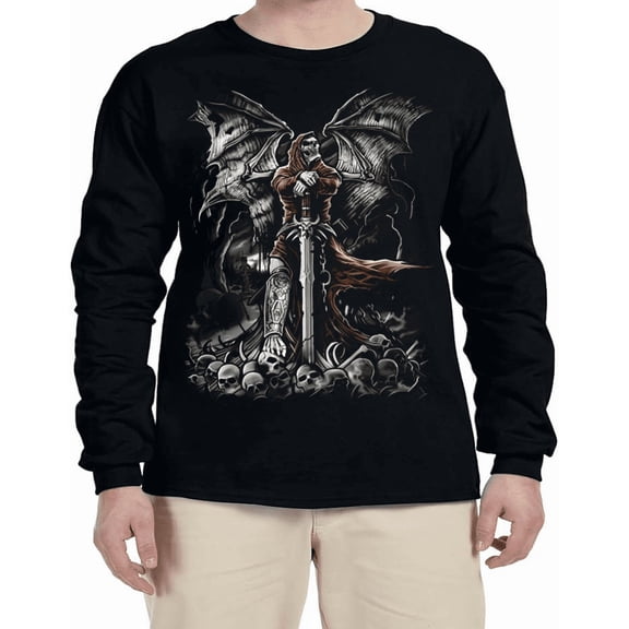 Gothic Skull T-shirt Mens Graphic Tees Long Sleeve Tee Shirt