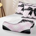 thumbnail image 4 of Manfei Girls Black Ribbon Bow Twin Quilt Set,Teens Bohemian Flower Twin Coverlet Set, 4 of 7