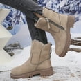 thumbnail image 5 of UngA Women's Boots Mid Calf Round Toe Low Heel Comfort Slouchy Bootie with Side Zipper Buckle Strap Boot for Women Khaki,Size 7.5, 5 of 7