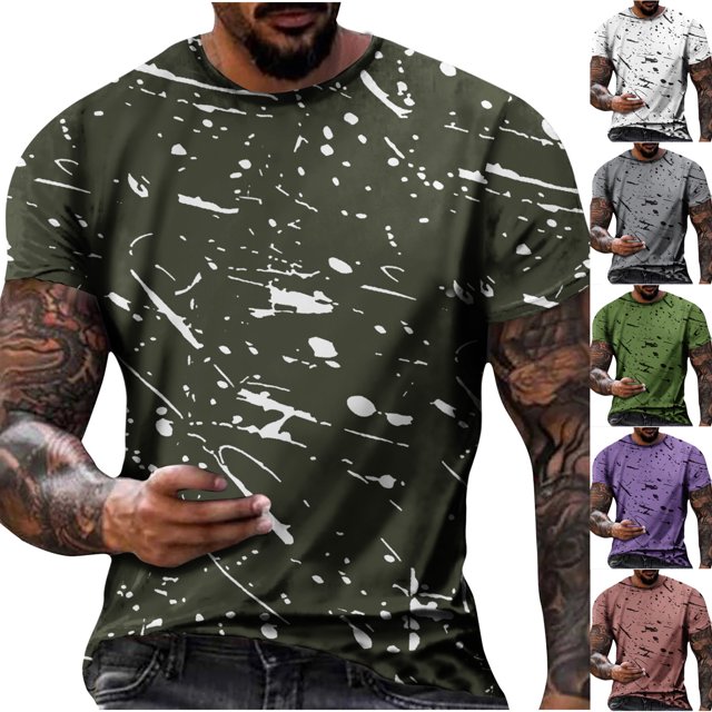 UVEASISHA T-Shirts Imprimés Mode pour Hommes Manches Courtes 2025 T-Shirt Muscle Grande Taille Manches Courtes Col Rond Entraînement Physique Graphique Ajusté Décontracté Soldes Aujourd'hui du Jour