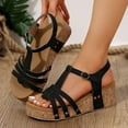 thumbnail image 5 of IUJSOY Women's Platform Sandals Cork Footbed Heeled Slides Caged Slingback Comfort Summer Wedges, 5 of 8