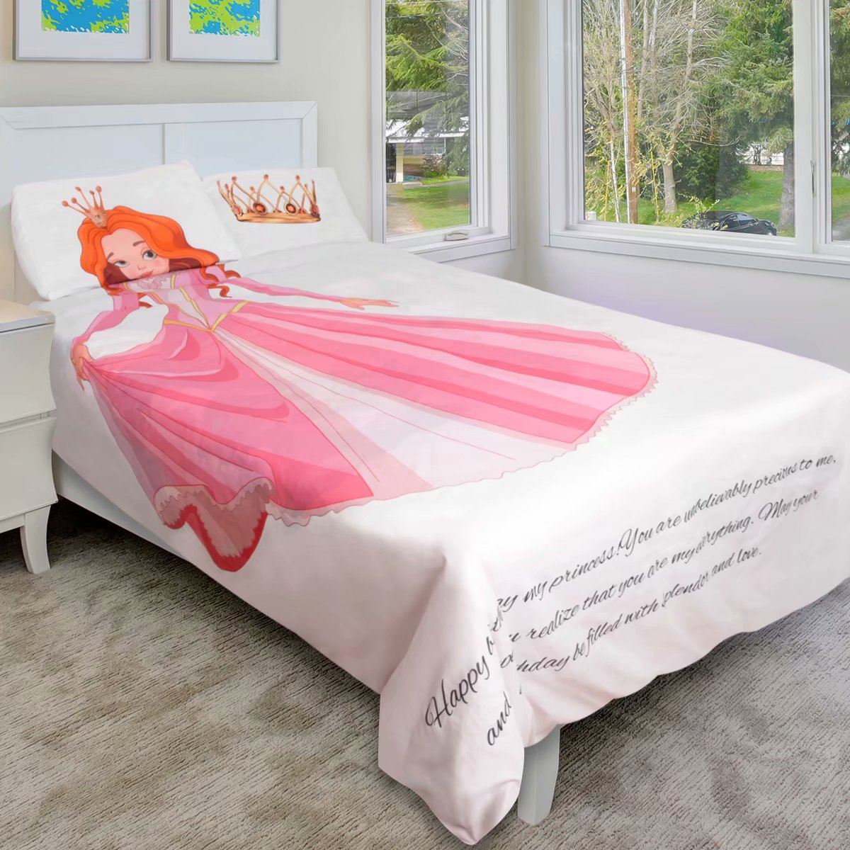 HGmart Kids Twin Size 3 Pieces Cosplay Themed Princess Duvet Cover Set