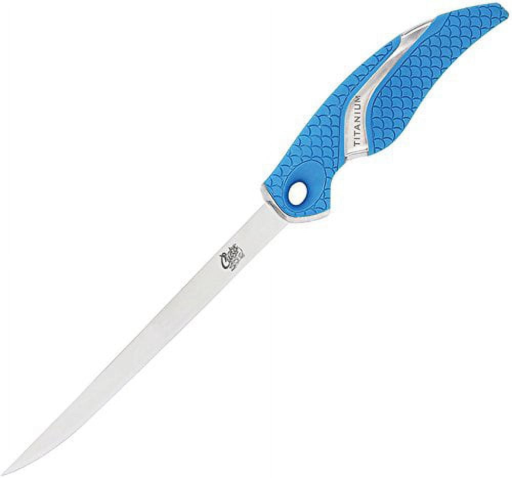 Cuda Flex Fillet Knife, 7", Titanium Bonded with Sheath, for Freshwater Fishing, Blue, 1-Count