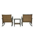 thumbnail image 5 of Olurrisa 3 Pieces Patio Conversation Set, Outdoor Rocking Chair, Wicker Bistro Set, Outdoor Furniture with Porch Chairs and Coffee Table for Deck Garden Poolside, 5 of 11