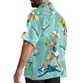 thumbnail image 3 of Tennis Men's Short Sleeve Poplin Button Down Hawaiian Printed Summer Beach Shirt, Unisex, 3 of 6