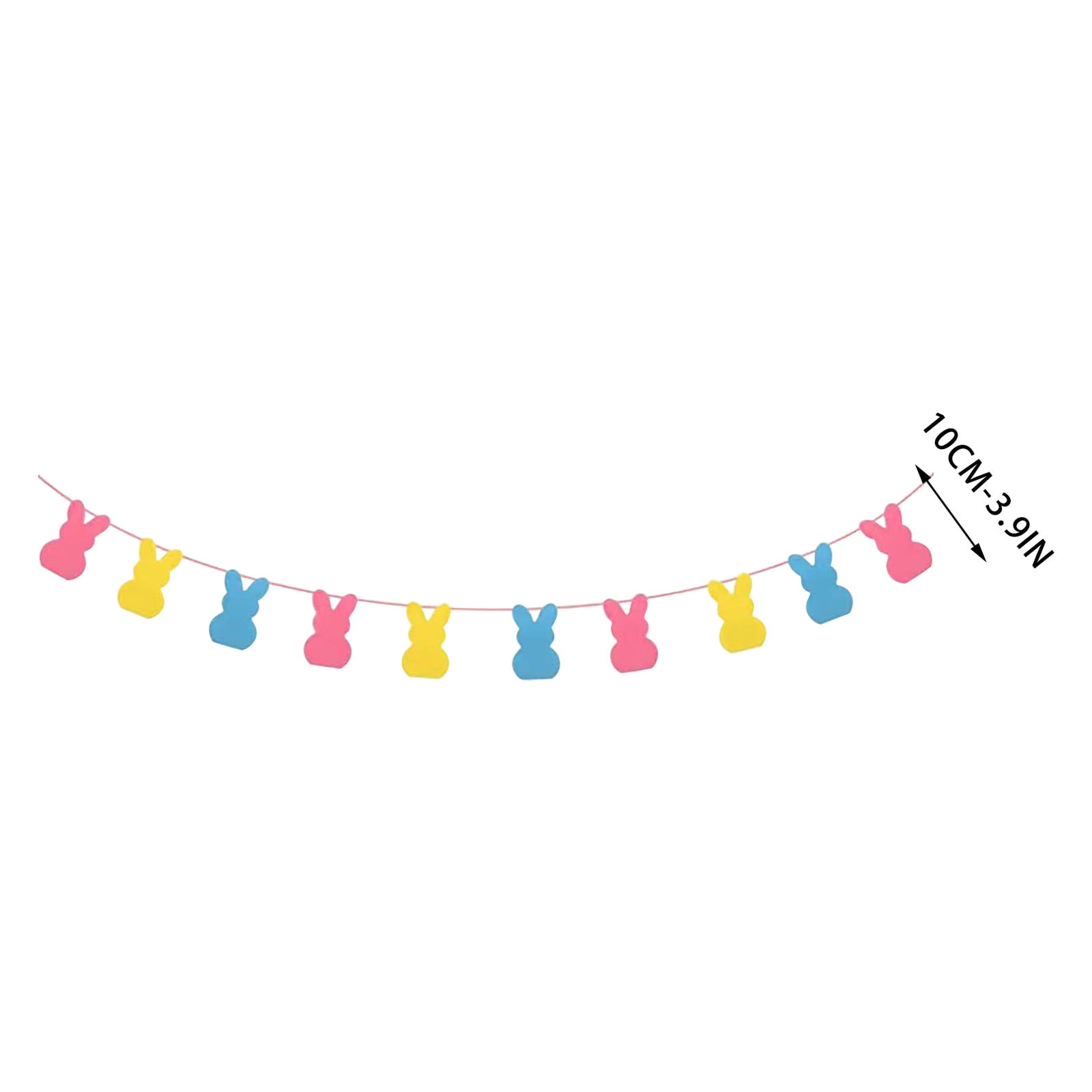 Easter Garland with Adjustable Rope - Heart and Bunny Spring Bunting for Door Mantel Party Decor, Reusable Easter Home & Table Decoration