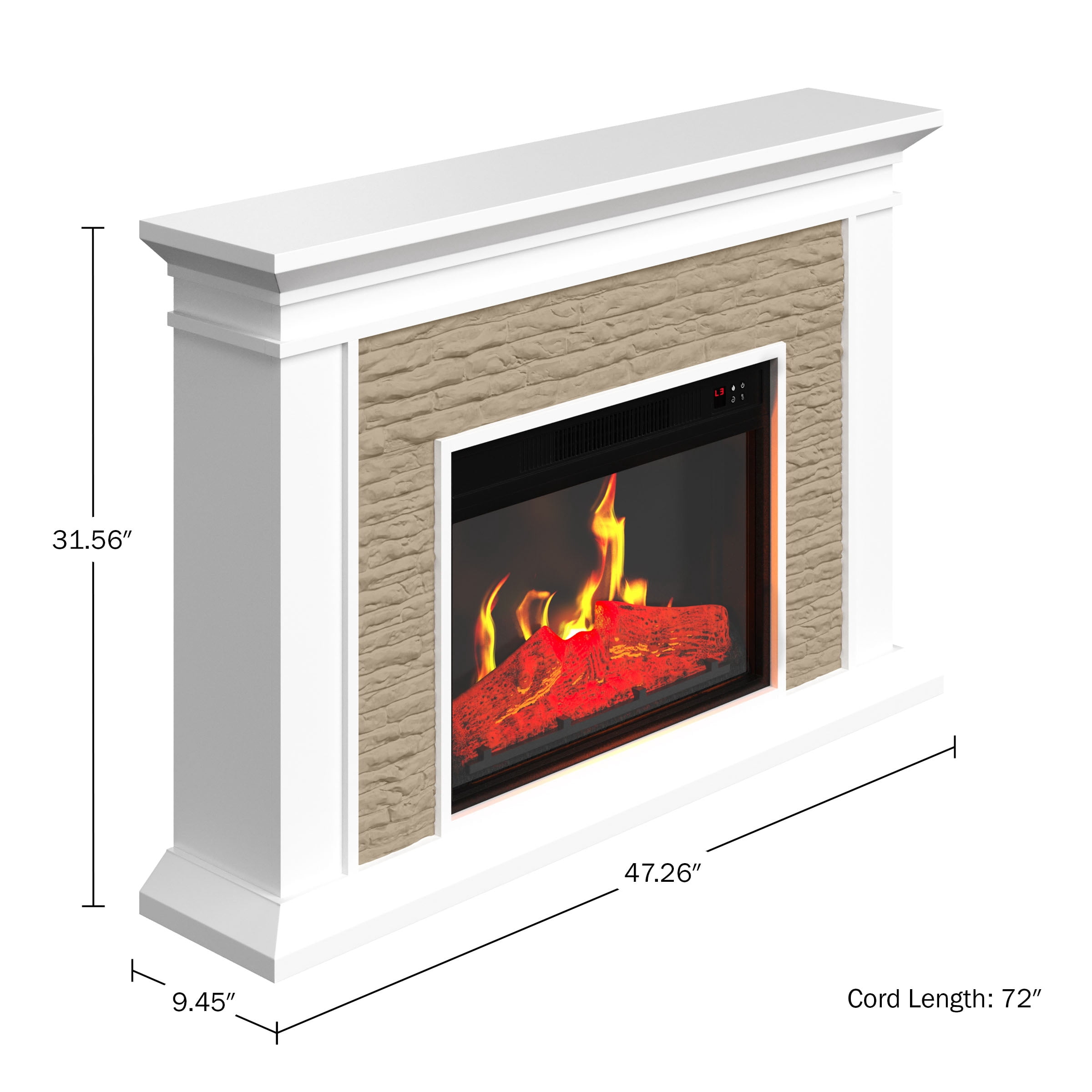 Northwest 47.25"x31.56" Freestanding Electric Fireplace with Mantel and Remote