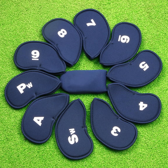 WHAMVOX  11 Pcs Golfing Supply Professional Iron Cover Clubs Covers Blue