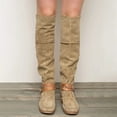 thumbnail image 2 of Awdenio Bottes de Mode pour Femmes Bout Rond Ceinture Décontractée Boucle Talon Bas Bottes Plates, 2 of 5