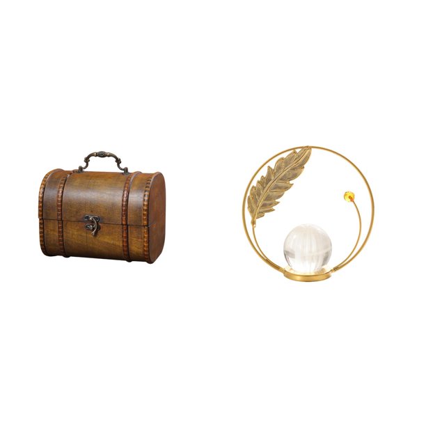 Estuche organizador de joyas,Organizador de joyas de madera para mujeres,hombres y niñas,Caja de almacenamiento decorativa con tapa abatible para guardar objetos pequeños.,Estatua de bola de