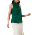 thumbnail image 4 of INSPIRE CHIC Women's Halter Neck Satin Tops Elegant Sleeveless Summer Top L Dark Green, 4 of 5