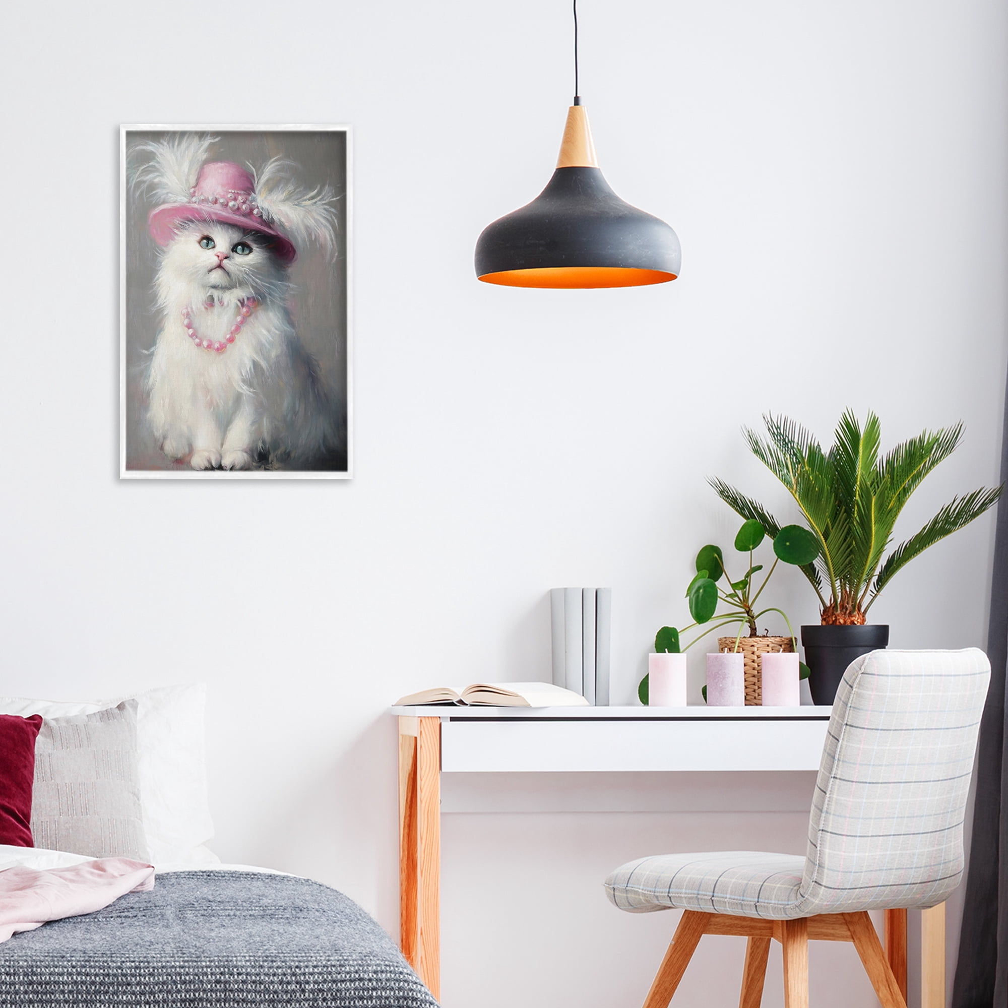 Stupell Industries Beautiful Brigitte Cat White Framed Giclee Art, design by Tina LeCour