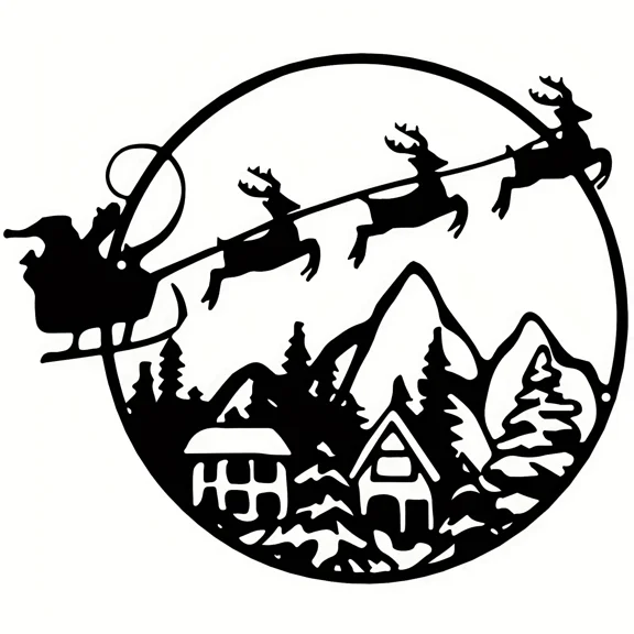 Santa Claus Reindeer Sleigh Car Metal Wall Art Decor, Christmas Decoration, Christmas Gift, Bedroom, Living Room, Kitchen Office