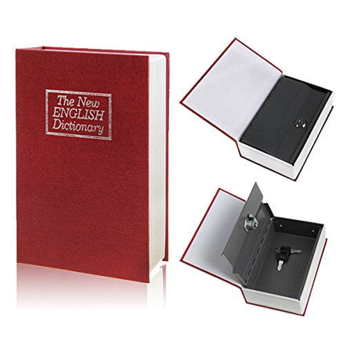 New Home Security Mini Dictionary Book Safe Storage Key Lock Box for Cash Red 