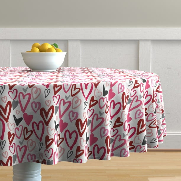 Tablecloth table round kitchen cloth cover maroon valentines heart pattern decor walmart Round Tablecloth Hearts Pink And Red Love Valentines Painted Day Cotton