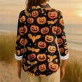 thumbnail image 4 of WTOBBY Women's Long Sleeve Casual Button Up Shirt with Retro Halloween Print, Perfect for Everyday Wear and Seasonal Events, Featuring Classic Collar Design for Comfortable Outfits,Black L, 4 of 4