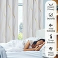 thumbnail image 4 of ZOPZO Blackout Curtains, Thermal Insulated, Bright White, 52W x 63L Inch, Room Darkening Drapes with Golden Wave Print for Bedroom Living Room, 4 of 6