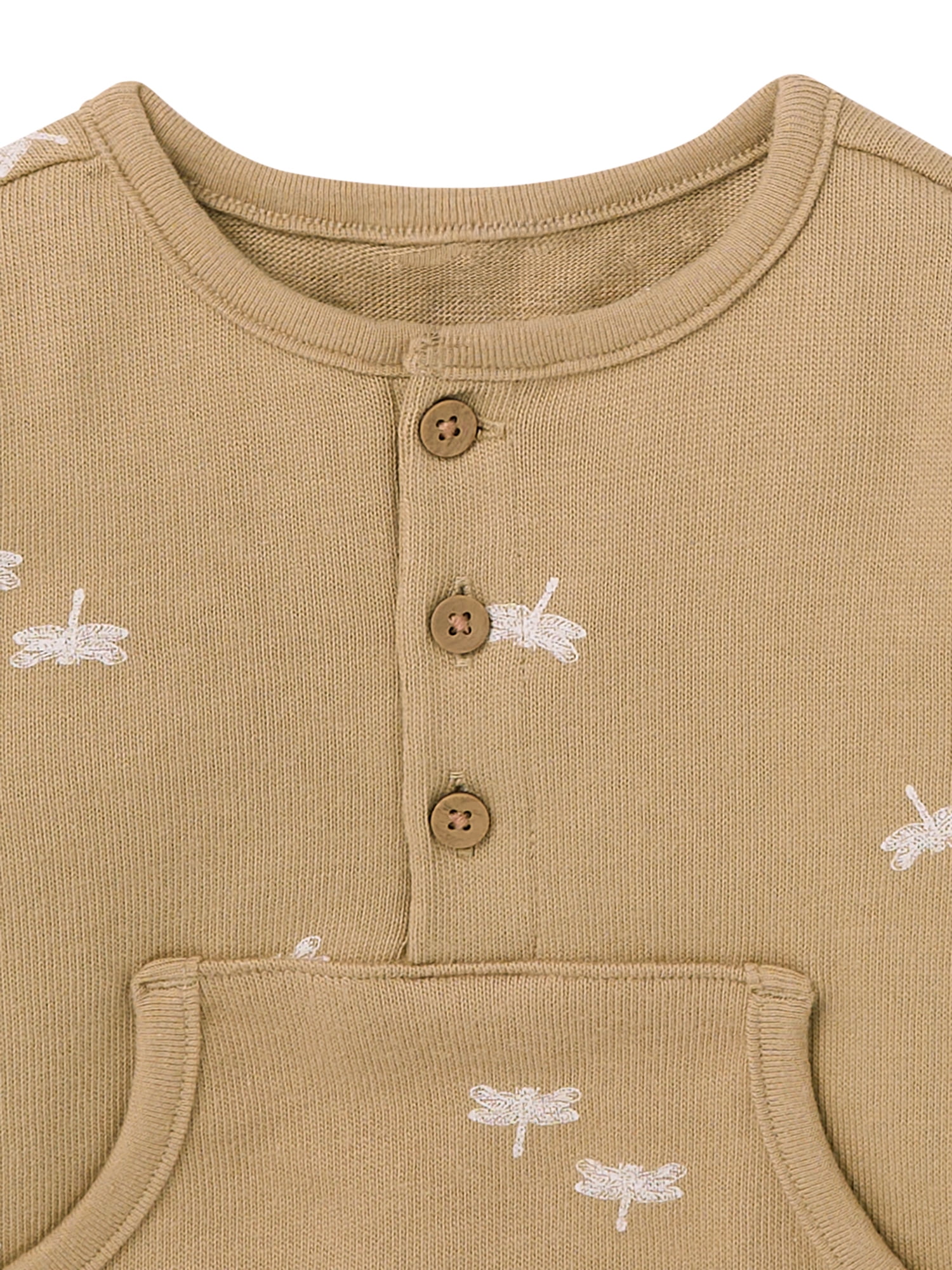 Modern Moments by Gerber Baby Boy Henley Dumpling Romper with Kanga Pocket, Sizes 0/3 Months - 24 Months