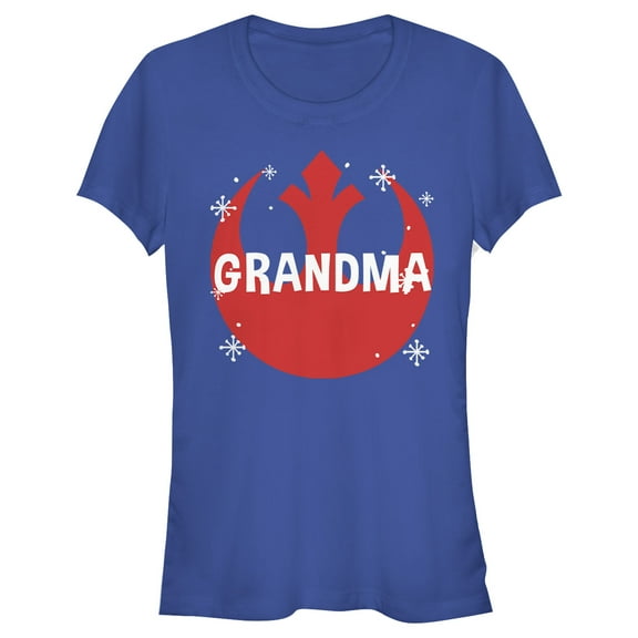Junior's Star Wars Grandma Snowflake Rebel Logo Graphic Tee Royal Blue Medium