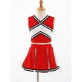 thumbnail image 3 of Linjinx Girls Cheer Leader Cheerleading Uniform Festival Birthday Party Outfit V Neck Top Red 12, 3 of 7