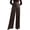 Brown, variant on Women'S Polka Dots Wide Leg Tailored Pants High Waisted Belted Loose Trousers with Pockets Navy Blue L