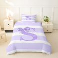 thumbnail image 2 of Erosebridal Glitter Print Personalized Initial S Girl Twin Bedding,Kids Teens Purple Bow Geometric Stripes Duvet Cover Set,Pink Reversible,2pcs,No Comforter, 2 of 5