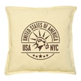 thumbnail image 1 of USA NYC Travel Stamp Printed Khaki Decorative Pillows Case VPLC_02 Size 18x18, 1 of 1