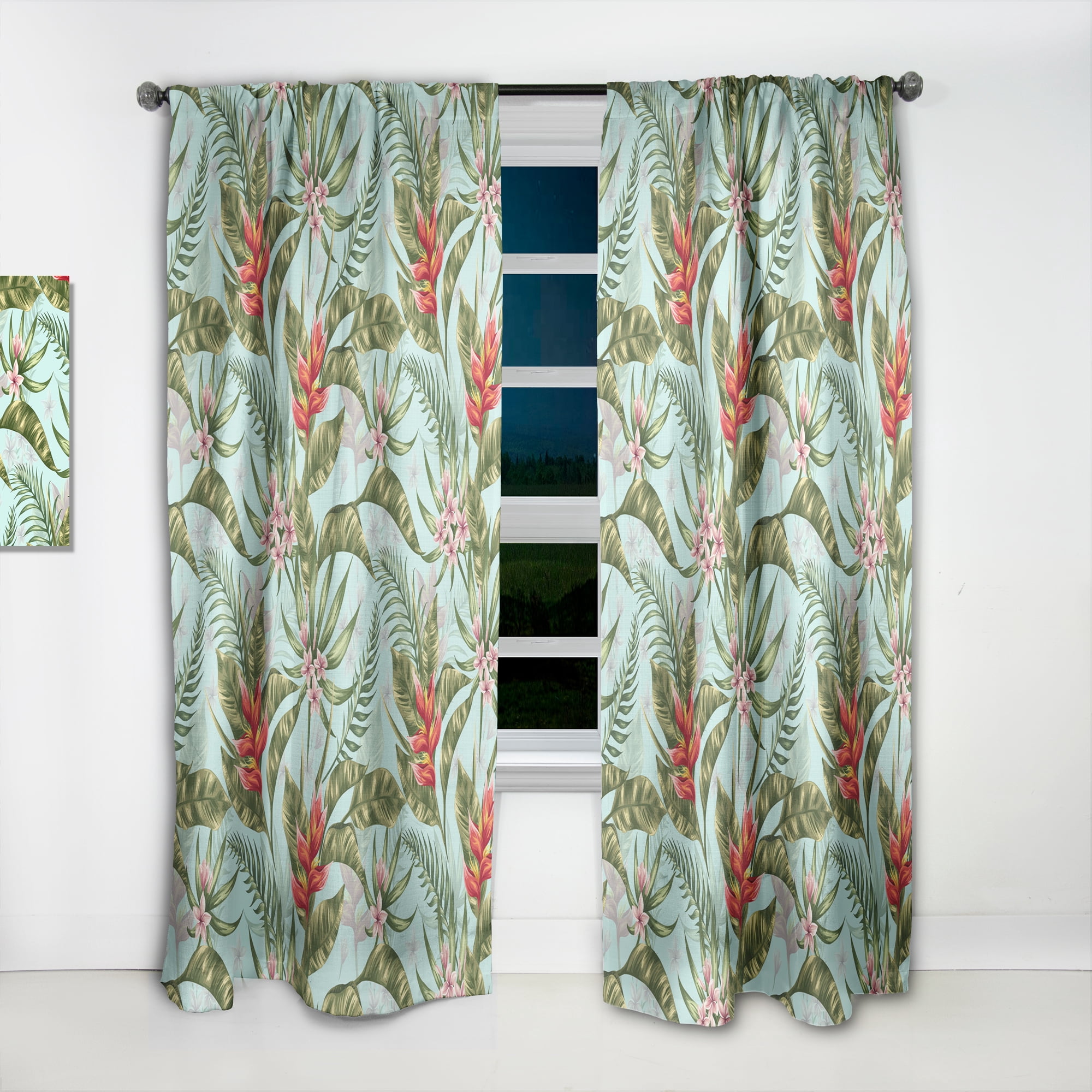 Designart 'Foliage Tropical I' Mid-Century Modern Curtain Panel
