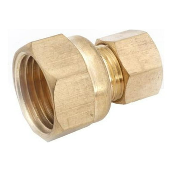 Anderson Metals 750066-0606 Connector, Brass, Compression, Female, 3/8 x 3/8 In. - Quantity 10