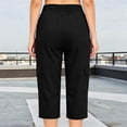 thumbnail image 6 of Ceisia Womens Drawstring Waist Cargo Capri Pants Lightweight Casual Wide Leg Cropped Pants with Multi Pockets for Hiking Outdoor Black XXL Gift, 6 of 8