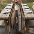 thumbnail image 6 of Black Brown Board Table Runner Linen Burlap Table Runner 72 Inches Long Vintage Chic Shabby Wooden Grain Dresser Scarves for Kitchen Island Coffee Dining Party Wedding Banquet Holiday Decor 14"x72", 6 of 8