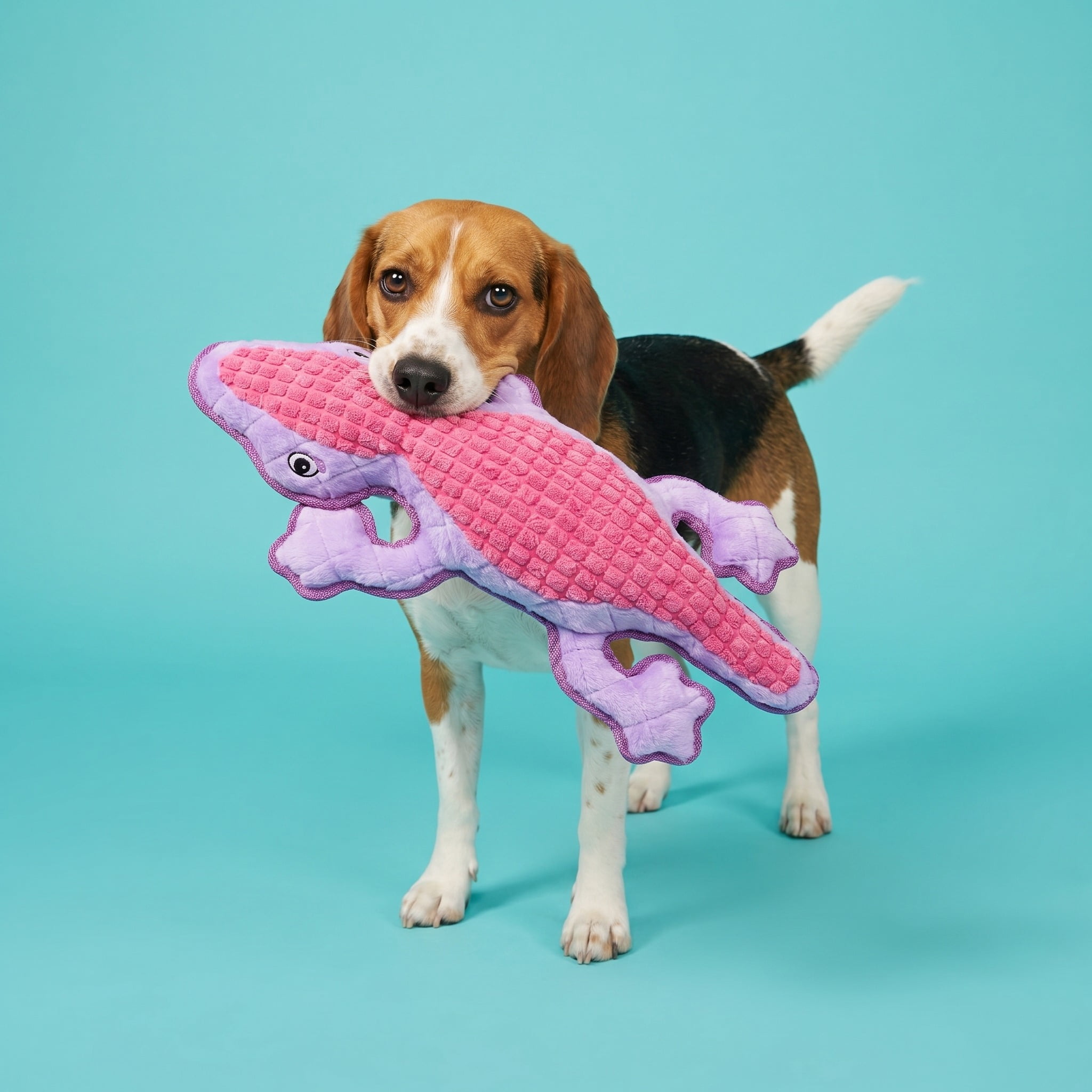 Vibrant Life Durable Squeaky Plush Tough Buddy Lizard Dog Toy Chew