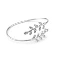 thumbnail image 2 of Trayknick Bracelet Mode Femme avec Strass Incrusté de Feuilles Ouverture Réglable Bijoux Argent, 2 of 13