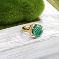 thumbnail image 4 of Gem Stone King 18K Yellow Gold Plated Silver Green Malachite Engagement Ring for Women (6.07 Cttw, Gemstone Birthstone, Oval 12X10MM, Size 6), 4 of 5