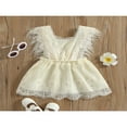 thumbnail image 2 of Jolie Robe d'Été Princesse pour Bébé Fille Manches à Plumes Dentelle Fleur Broderie Robe de Fête, 2 of 9