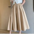 thumbnail image 6 of HAiming Women's Wide Leg Capri Pant Dress Elastic Waisted Casual Pleated Loose Lounge Palazzo Trousers with Pocket, 6 of 9