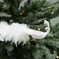 thumbnail image 7 of White Feathered Peacock Christmas Decor Simulation Peacock Sequin Birds with Clip Xmas Tree Ornaments Home Garden Decorations (15.75"x3.15"), 7 of 7