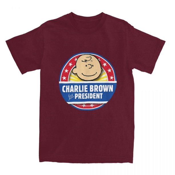 Camiseta de algodón para hombre y mujer con la frase Peanuts Charlie Brown For President Snoopy, camisetas de manga corta con cuello redondo, idea de regalo