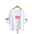 thumbnail image 4 of Camiseta casual de mujer con cuello redondo, media manga, blusa de algodón suelta para chica Jumpingount AP001743-10, 4 of 7
