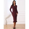 thumbnail image 2 of DARING DIVA Women's Long Sleeve Sweater Ruffled Trim Dress XL Burgundy, 2 of 7