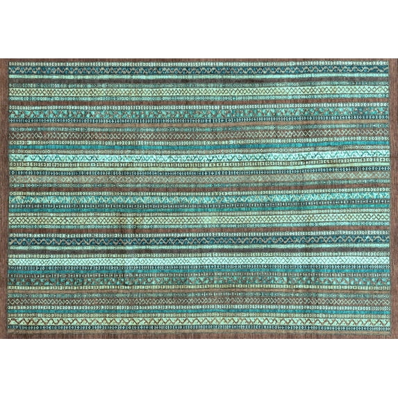 Ahgly Company Indoor Rectangle Abstract Light Blue Modern Area Rugs, 2' x 3'