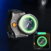 COFEST Electronic Rechargeable Lighter Watch, Type-C Rechargeable Lighter Outdoor Windproof Tungsten Lighter Watch Black