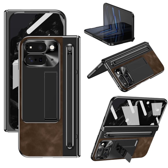 Funda de cuero PU con stylus para Google Pixel 9 Pro Fold YQODSZ