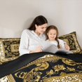 thumbnail image 4 of jejeloiu Rustic Baroque Queen Comforter Set For Men Women,Classic Print Comforter Sets Queen,Gold Black,Black Reversible,3pcs,1 Comforter and 2 Pillowcases, 4 of 7
