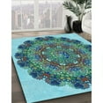 thumbnail image 3 of Ahgly Company Machine Washable Indoor Rectangle Transitional Blue Jay Blue Area Rugs, 8' x 12', 3 of 7